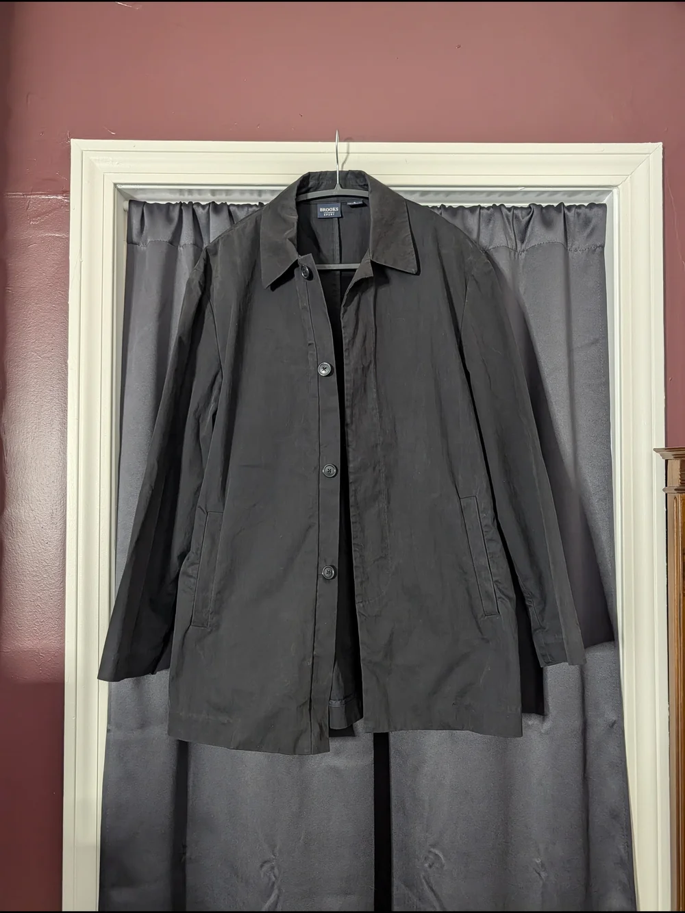 Brooks Brothers Vintage Men's Black Brushed Cotton Hong Kong Overcoat Jacket S